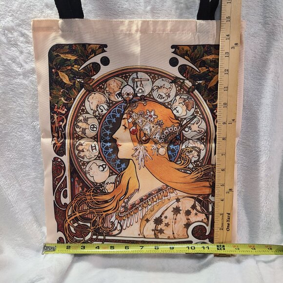 Mucha Art Nouveau Zodiac Canvas Tote Bag 15” x 13” Artist Bookish Grocery NEW - Picture 6 of 6
